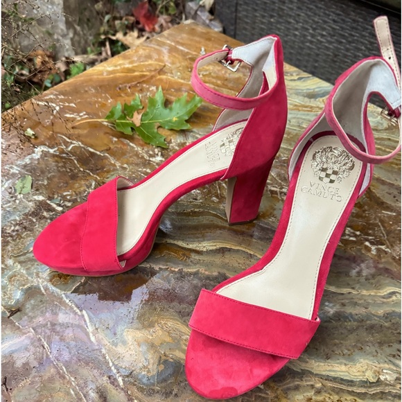 Vince Camuto  platform red ankle strap sandals.   Sathina Glamour Red - Picture 1 of 11